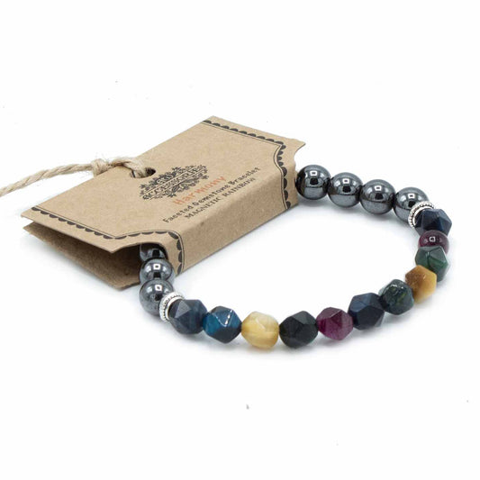 Bracelet en pierres précieuses taillées - Arc-en-ciel magnétique