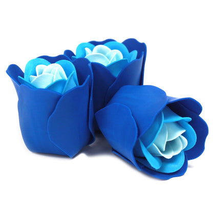 Set 3 Rosas de Jabón Azules · Caja Corazón