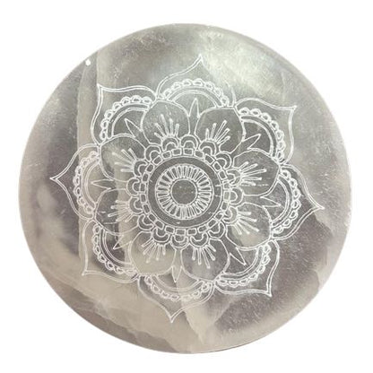 Placa de Carga Pequeña 8cm - Diseño Mandala - Placas de Selenita