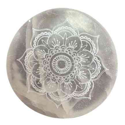 Placa de Carga Pequeña 8cm - Diseño Mandala - Placas de Selenita