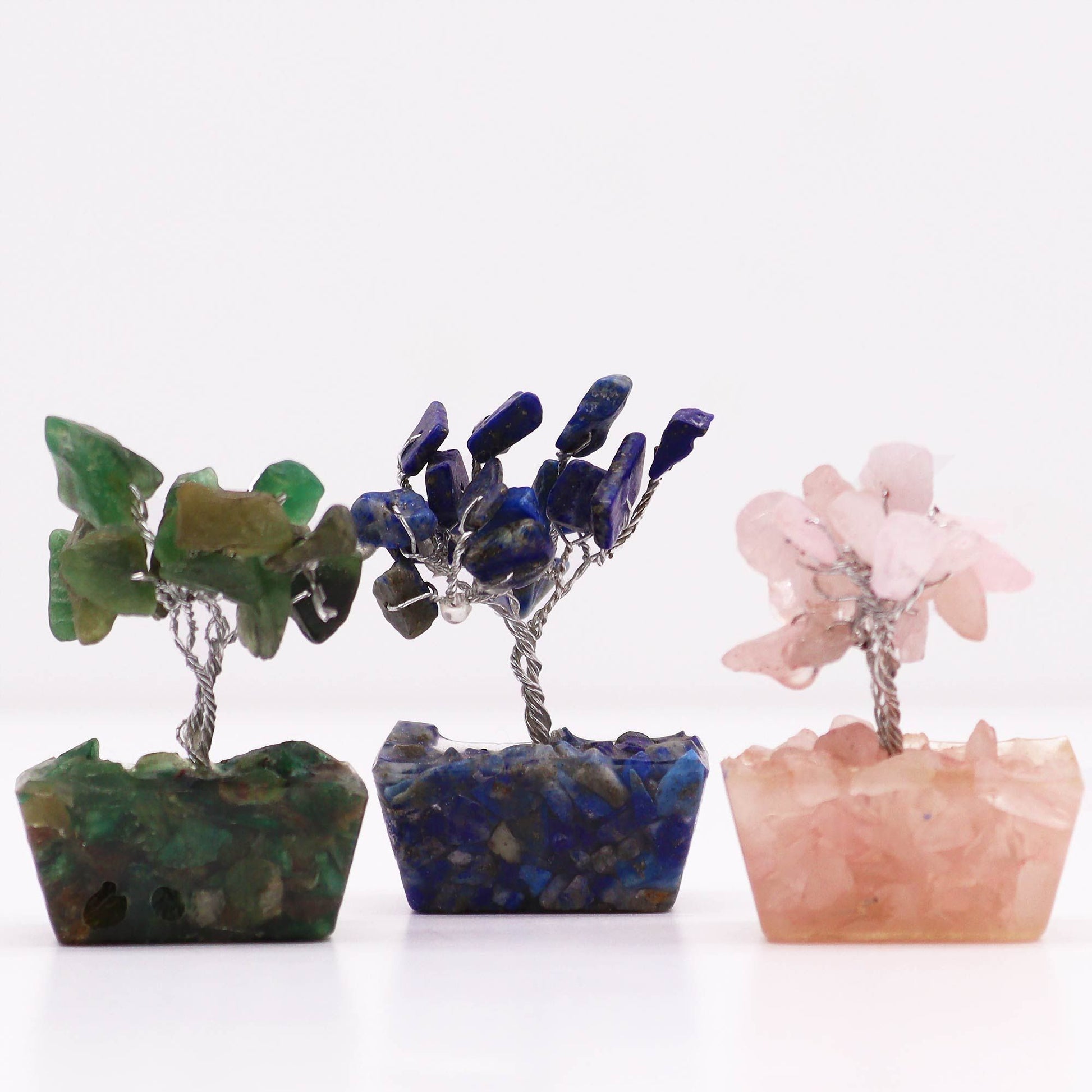 Mini árboles de piedras preciosas sobre base de orgonita - Mezcla Surtida (15 piedras) - Mini Árboles De Piedras Preciosas