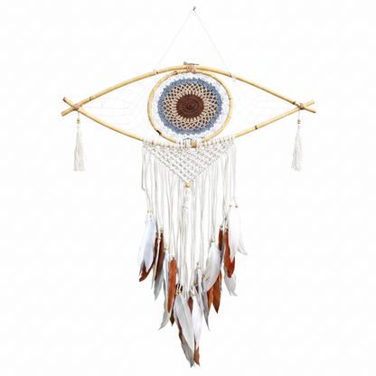 Atrapasueños - Lrg Macramé Ojo Blanco / Gris / Marrón | Atrapasueños | El Bazar de Tizar