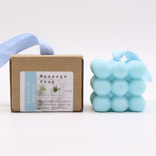 Savon de massage individuel en boîte - Arbre à thé et aloe vera