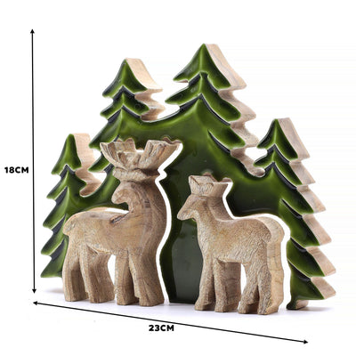 Lost in the Forest - Two Deer in the Forest 3D Wooden Decoration - 18x23cm