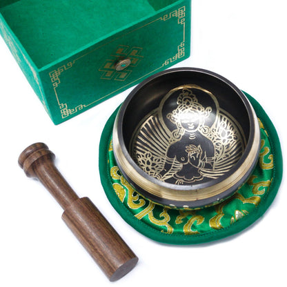 Cuenco tibetano set - Tara Verde 10cm (min 400gm) - Set de Regalo Tibetano