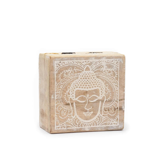 Caja Cuadrada Pequeña 10x10x4.2cm - Cara de Buda Blanca