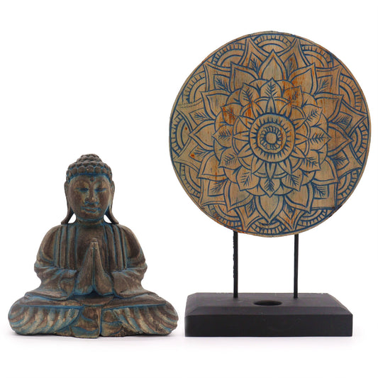 Buddha Feng Shui Set - Floral Mandala - Blue