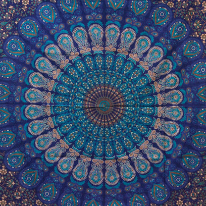 Colcha Doble de Algodón Mandala Clásico Turquesa