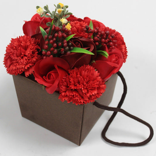 Bouquet Flores Jabón · Rosas Rojas y Clavel