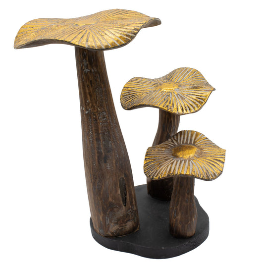Large golden mushroom art - 32 cm - Natural