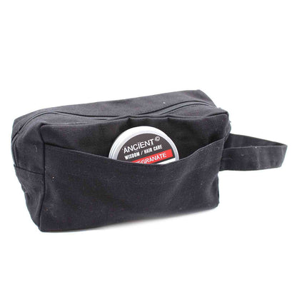 Neceser de algodón negro 10 oz - cuadrado clasico