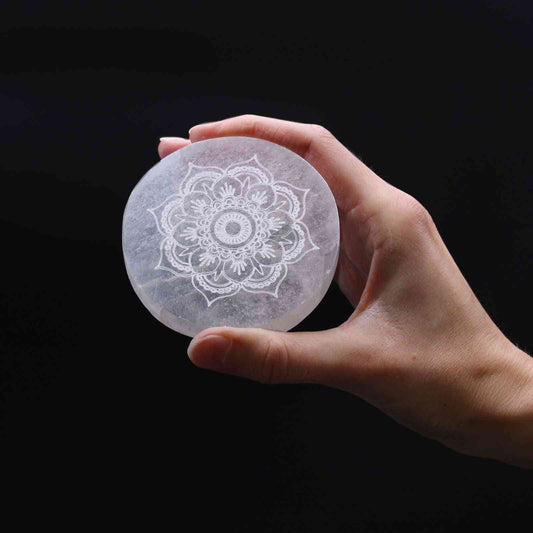 Placa de Carga Pequeña 8cm - Diseño Mandala - Placas de Selenita