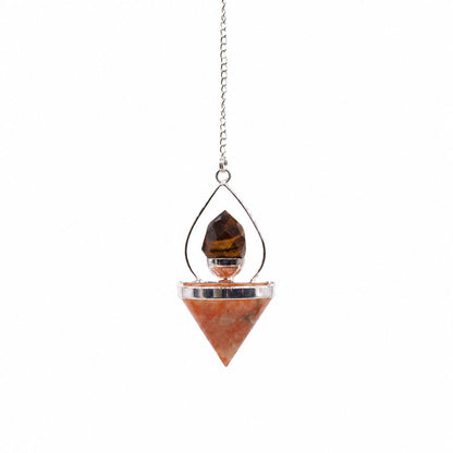 Gemstone Lantern of Life Pendulum - Sunstone & Tigereye - Péndulos Especiales Mágicos