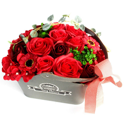 Cesta de Flores de Jabón Artesanal · Roja
