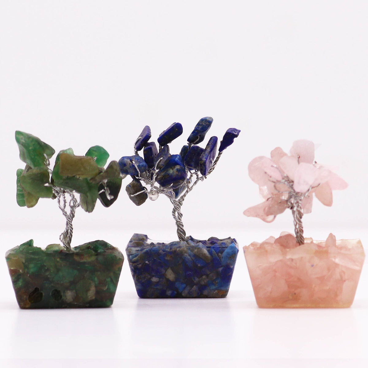 Mini árboles de piedras preciosas sobre base de orgonita - Mezcla Surtida (15 piedras) - Mini Árboles De Piedras Preciosas