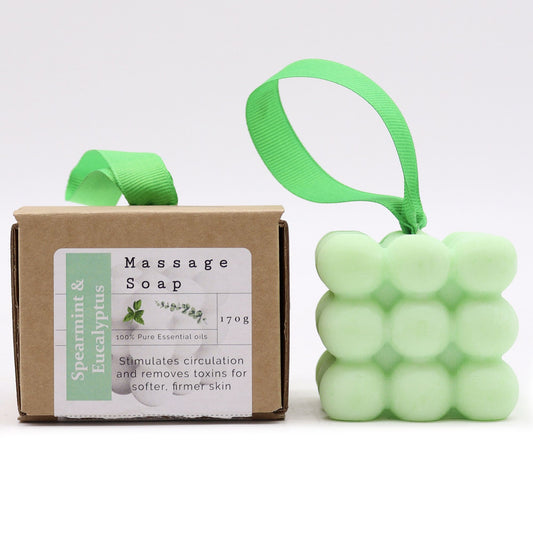 Savon de massage individuel en boîte - Menthe verte et eucalyptus