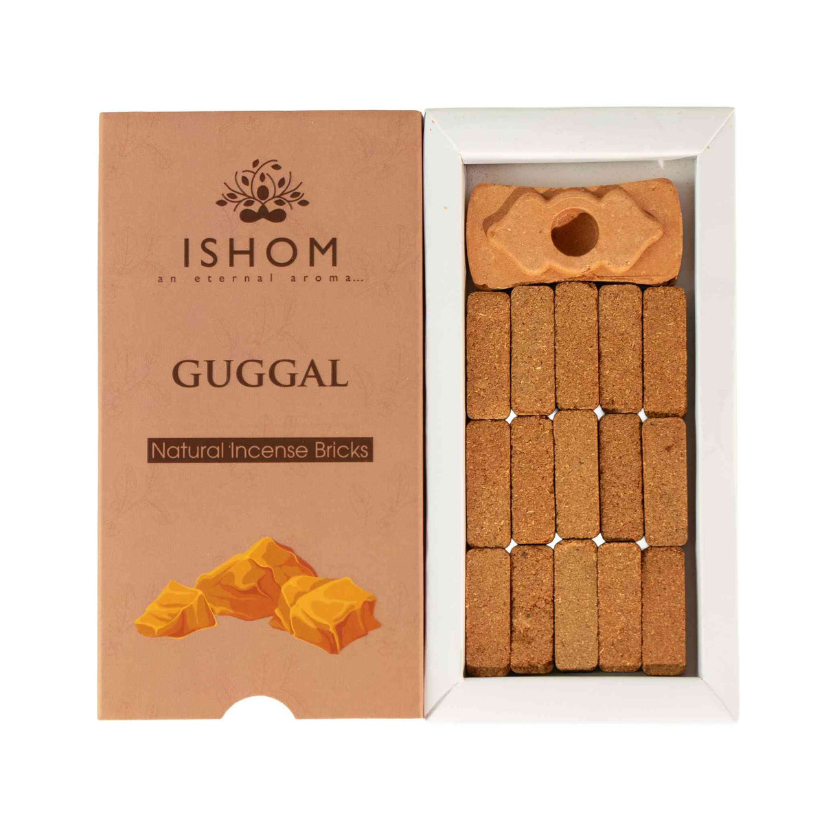 Paquete de 15 ladrillos naturales de incienso y quemador - Guggal