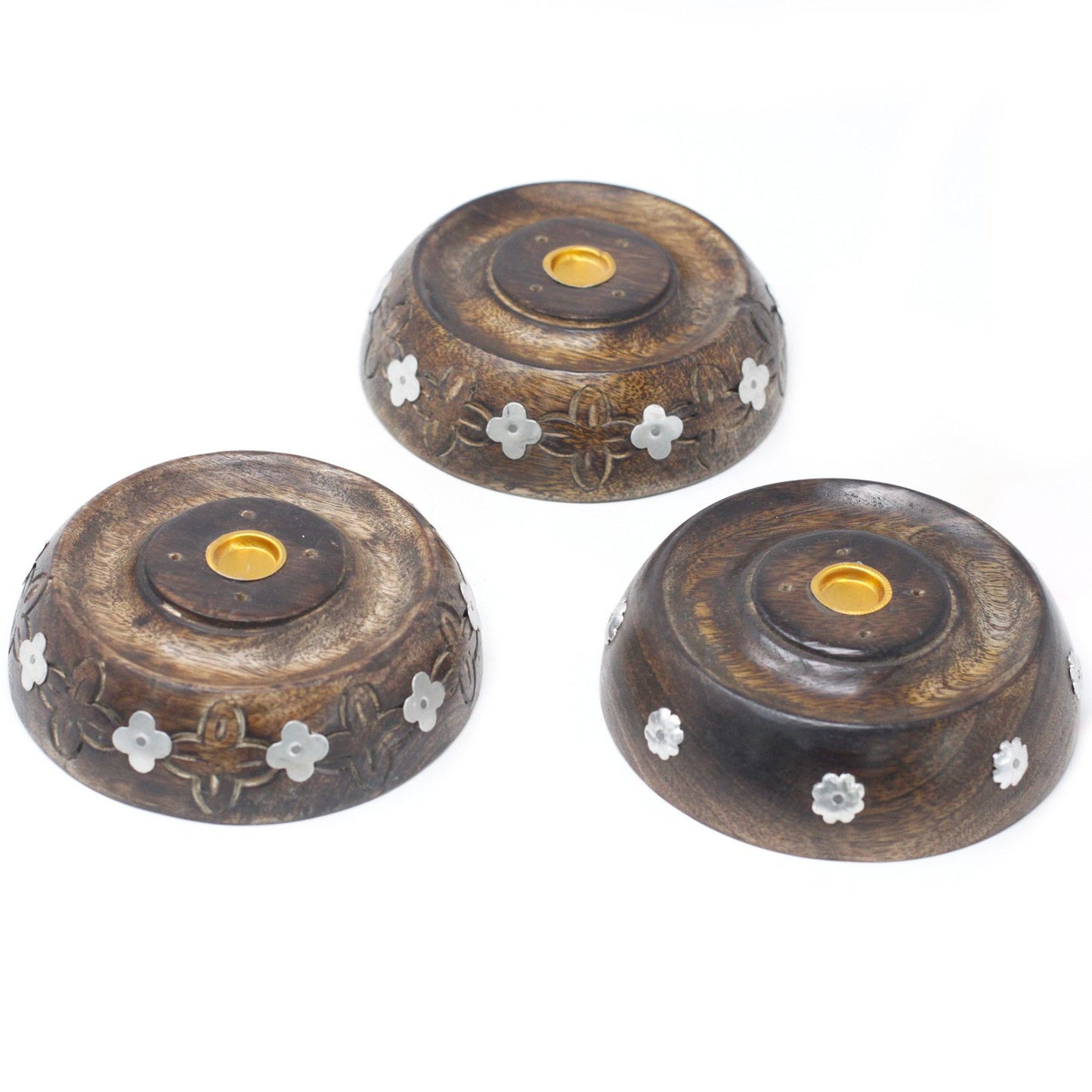 Cone & Stick Burner- Asst Design - Mango Wood - Soporte de Incienso