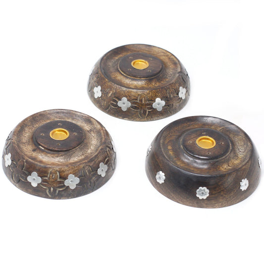 Cone & Stick Burner- Asst Design - Mango Wood - Soporte de Incienso