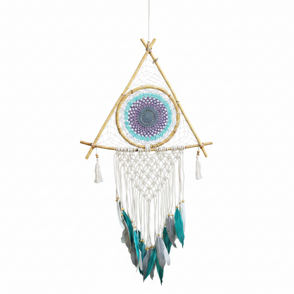Atrapasueños - Lrg Macrame Piramide Blanco/ Turquesa | Atrapasueños | El Bazar de Tizar