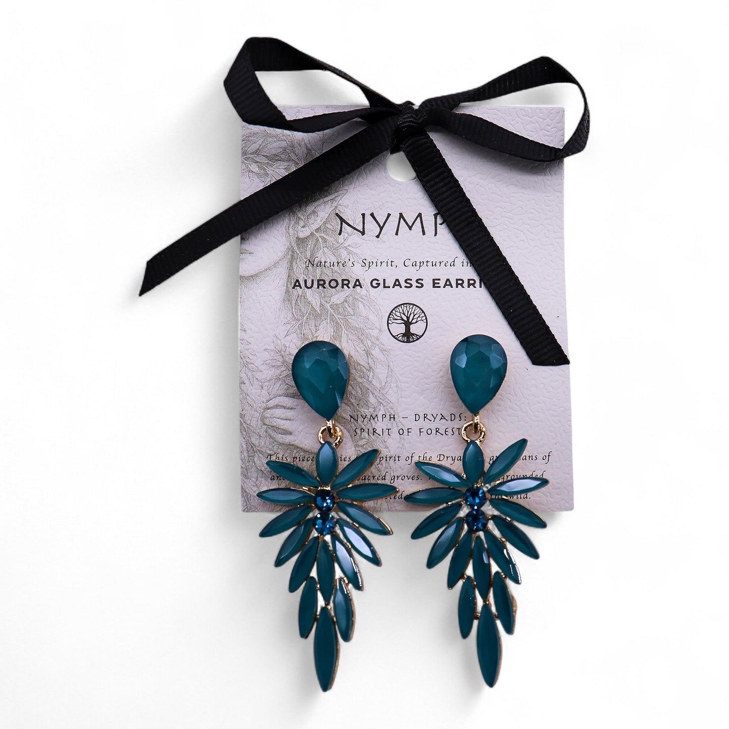 Pendientes de Cristal Vintage - Largo - Verde Turquesa