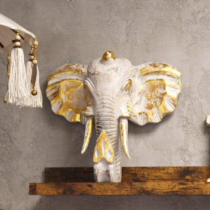 Cabeza Grande de Elefante - Oro y Blanco