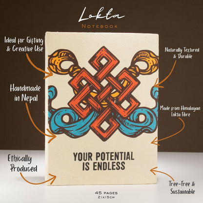 Cuaderno de inspiración Lrg Lokta (21x15cm) - 45 hojas - Tu Potencial - incluye marcador