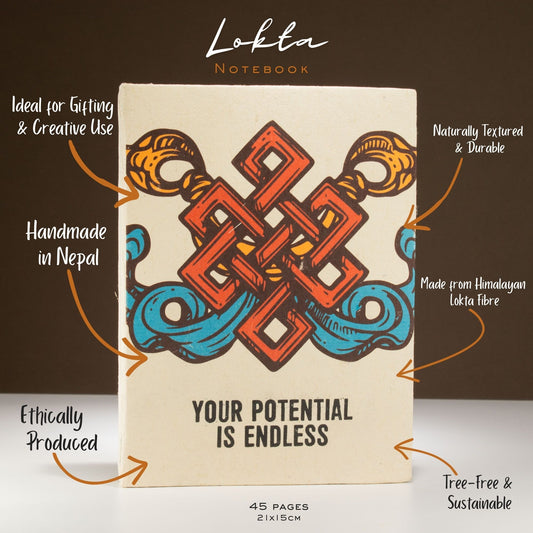 Cuaderno de inspiración Lrg Lokta (21x15cm) - 45 hojas - Tu Potencial - incluye marcador