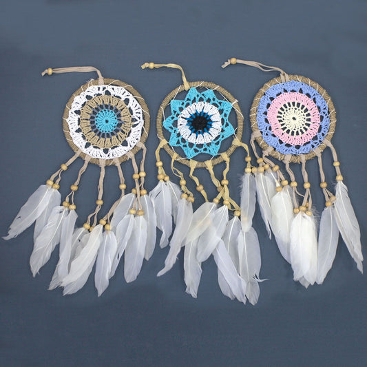 Attrape-rêves - Macramé bleu 12cm (Coloris assortis)