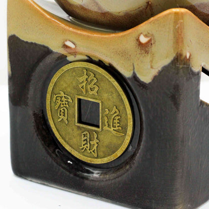 Quemador de aceite grande Moneda de la Suerte - Marrón