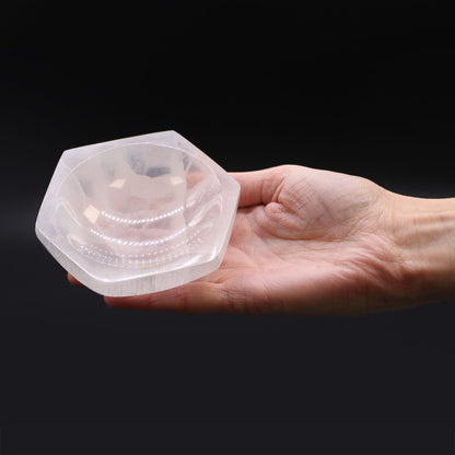 Cuenco hexagonal de selenita - 10cm - Cuenco de selenita