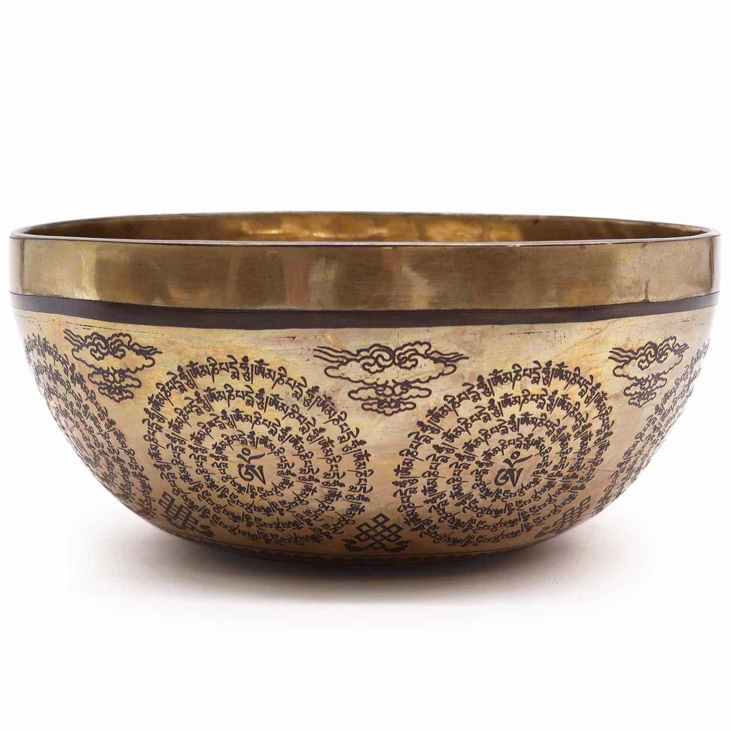 Cuenco Tibetano Curativo Grabado - 21cm - Om y Buda - Artículos Tibetanos