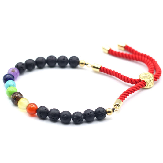 Red string bracelet with Volcanic Stones