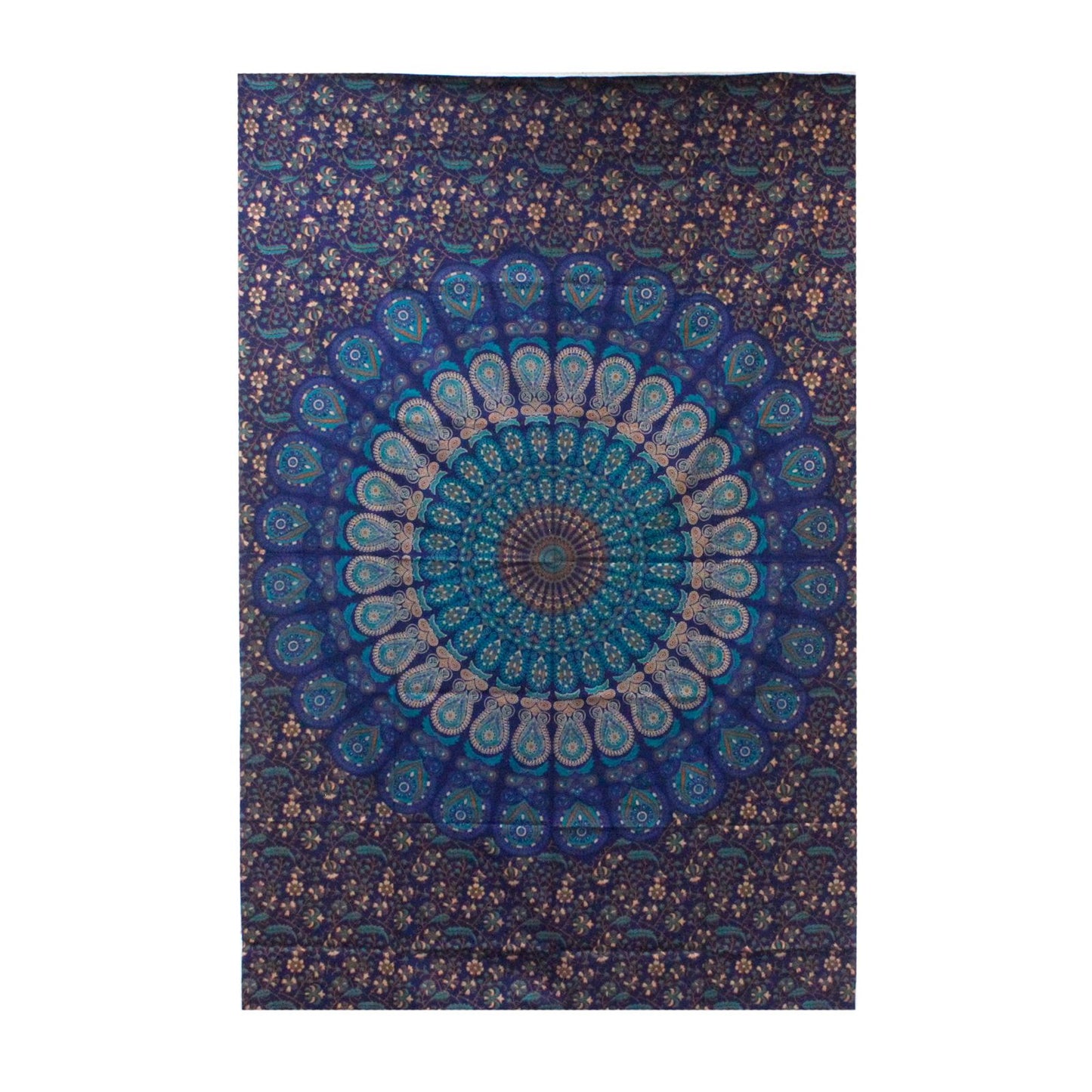 Colcha Individual de Algodón Mandala Clásico Turquesa
