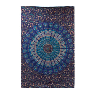 Colcha Individual de Algodón Mandala Clásico Turquesa