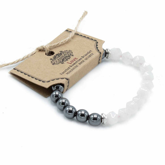 Bracelet Magnétique en Quartz Rose Taillé – Pierres Précieuses