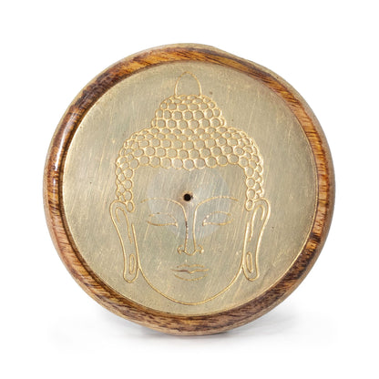 Oro sobre madera de mango - Cabeza de Buda - Soporte de Incienso