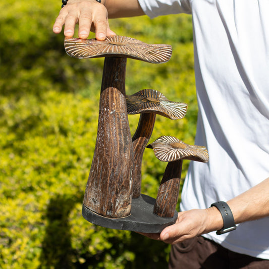 Large golden mushroom art - 32 cm - Natural