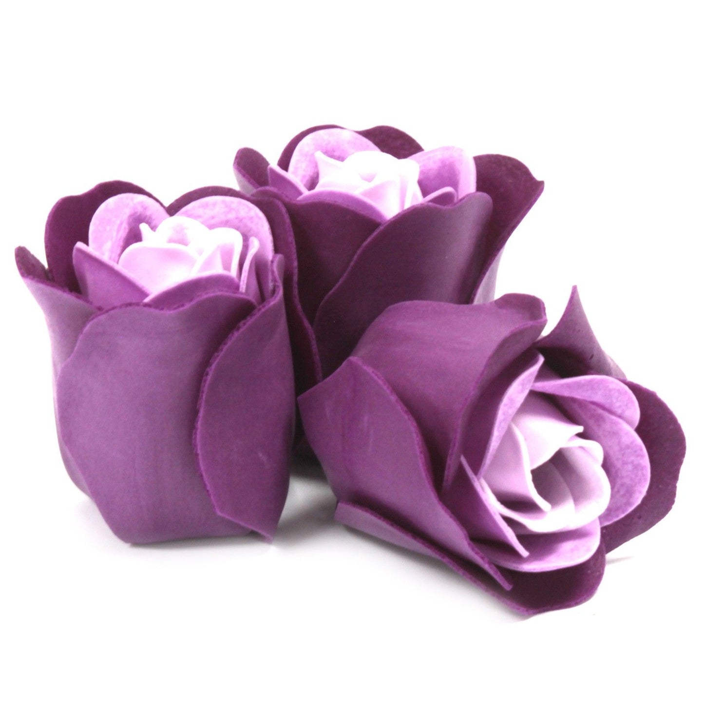 Set 3 Rosas de Jabón Lavanda · Caja Corazón