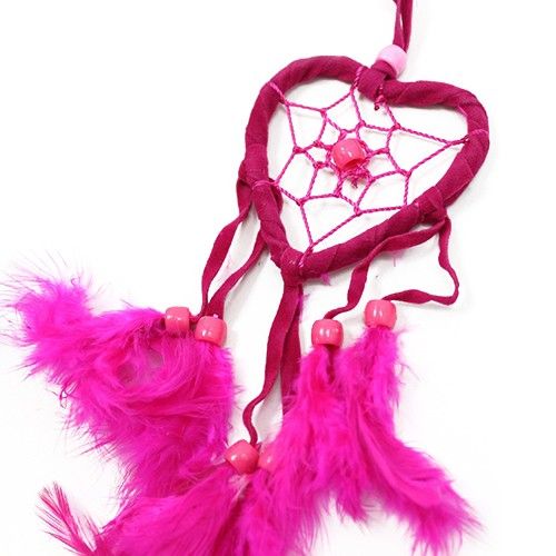 Dreamcatcher Bali small heart - Turquoise/Pink/Purple