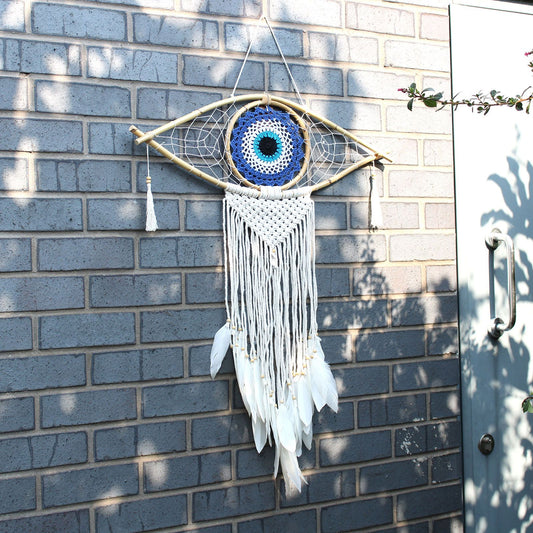 Dreamcatcher - Lrg Macrame Eye White / Grey / Brown