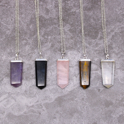 Colgante Plano de Piedras Preciosas - Cuarzo Rosa