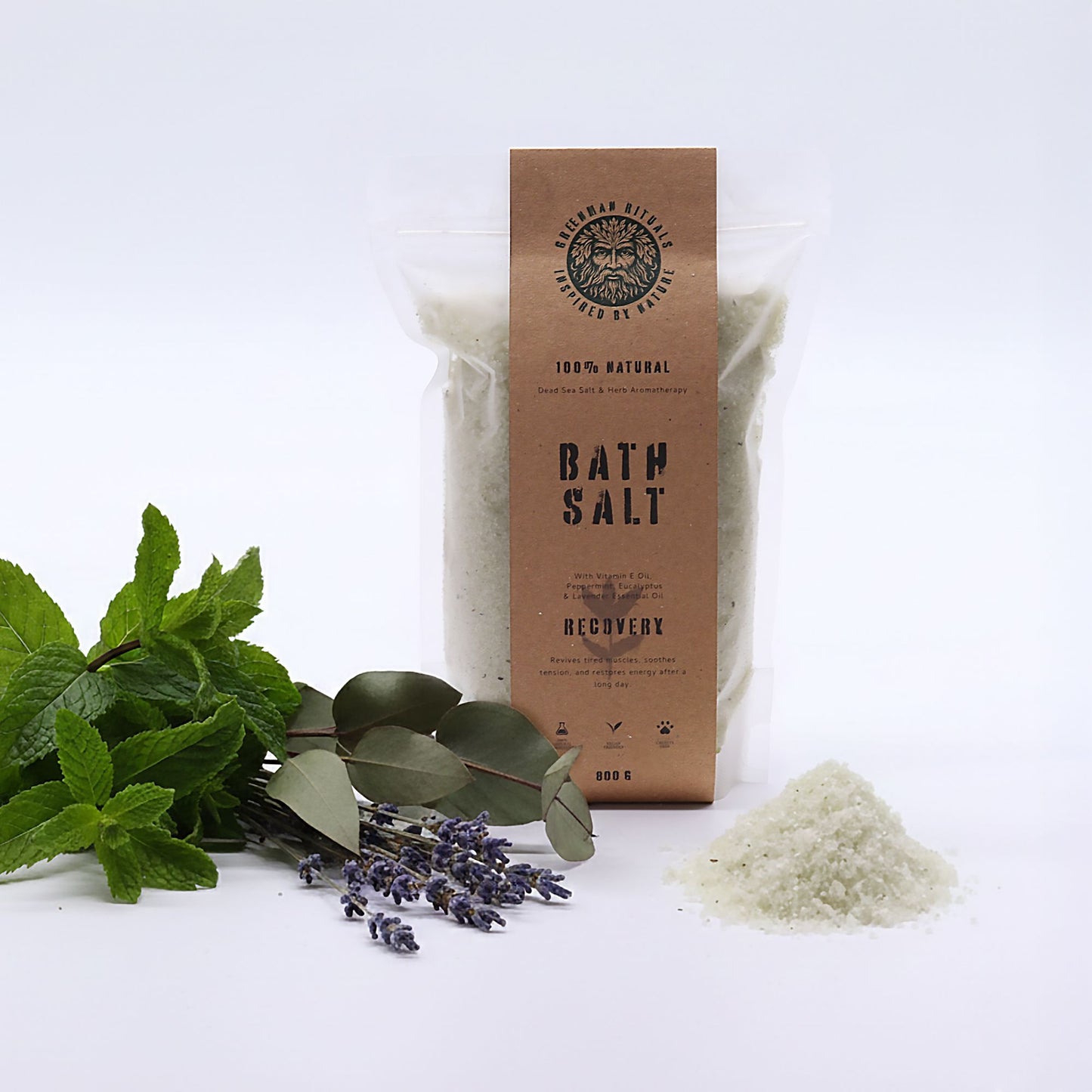 Greenman Rituals Aromaterapia de mentol en sales de baño de Epsom – Recuperación