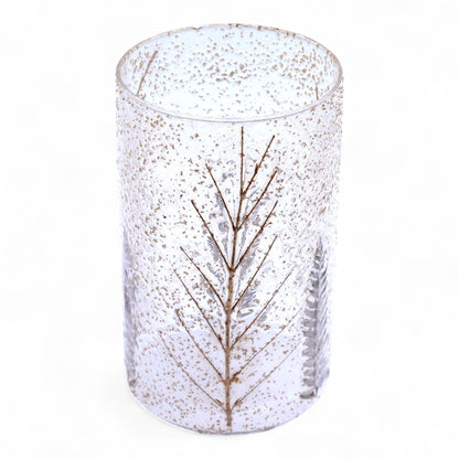 Portavelas de Vidrio floral natural - Jarrón alto - pino (19x11cm)