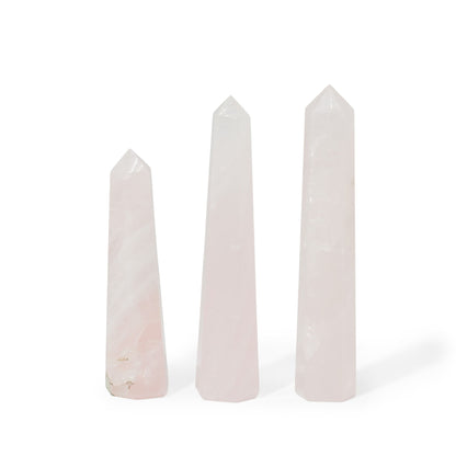 Punta obelisco de seis caras de piedra preciosa aprox. 11 cm - cuarzo rosa