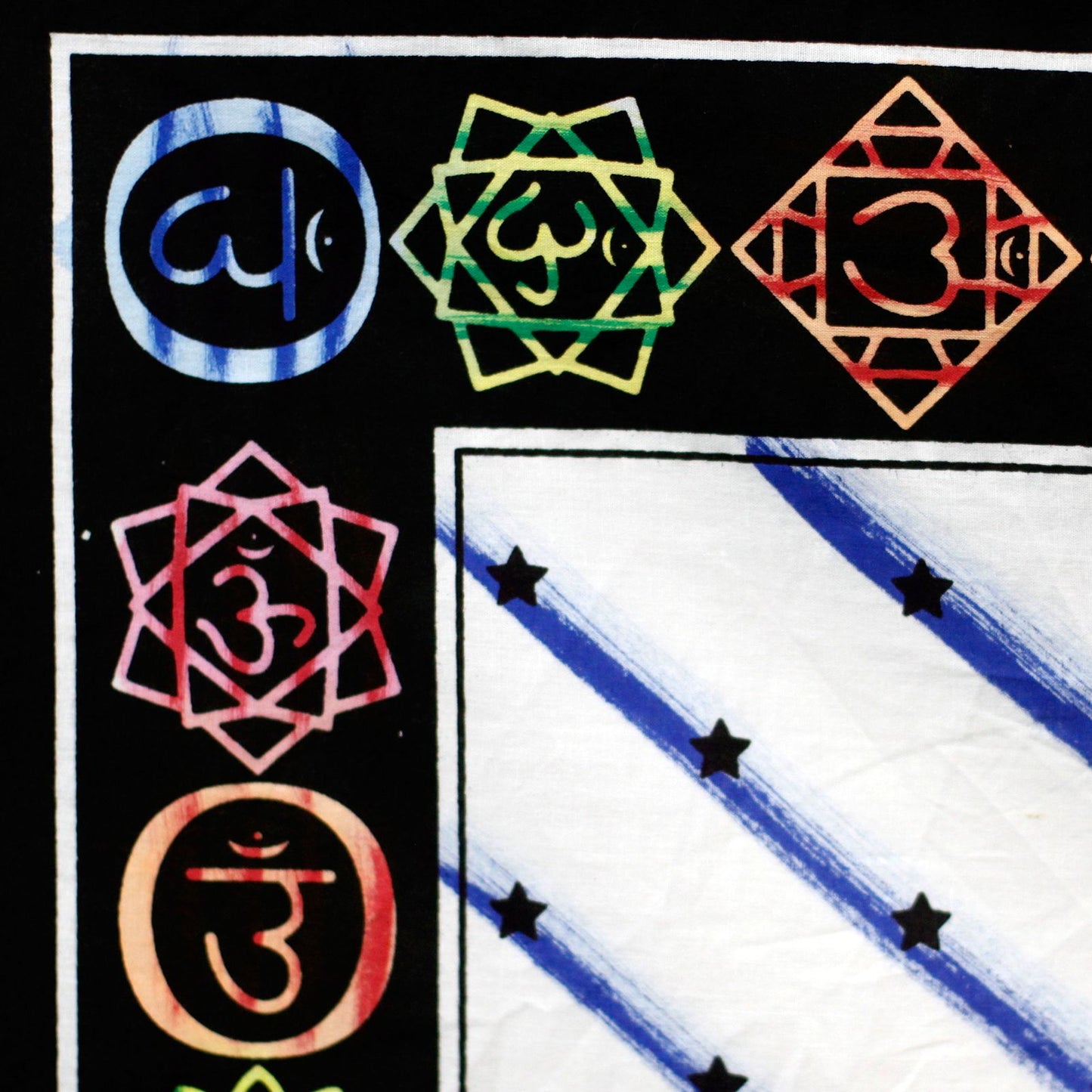 Arte mural de algodón pintado a mano – Buda de los chakras