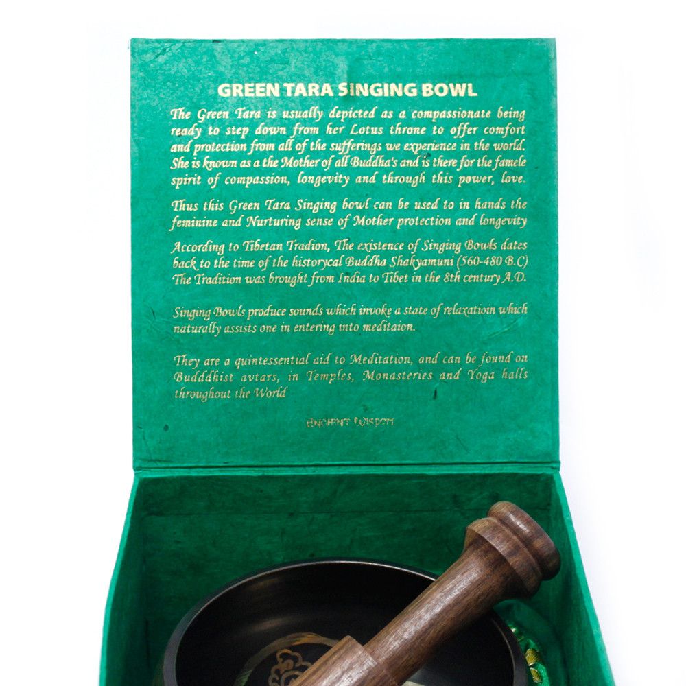 Cuenco tibetano set - Tara Verde 10cm (min 400gm) - Set de Regalo Tibetano