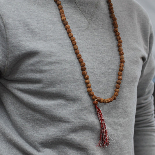 108 Rudraksha Japa Mala - Natural - Rudraksha Buda Japa Mala, 108 cuentas
