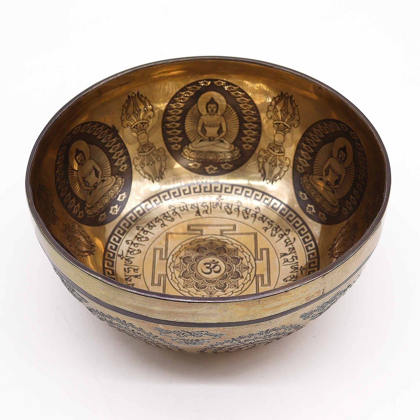 Cuenco Tibetano Curativo Grabado - 21cm - Om y Buda - Artículos Tibetanos