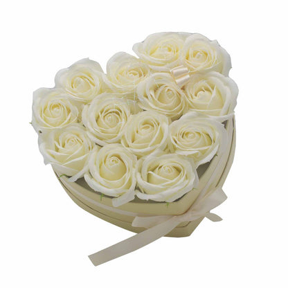 Caja de Regalo - Rosas de Jabón · 13 ud Crema Corazón